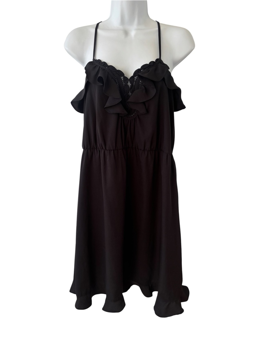 Fire Los Angeles Black Ruffle-Detail Mini Dress